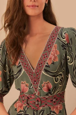 FARM Rio Arabesque Floral Green Maxi Dress Online