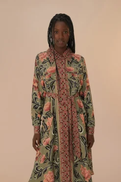 FARM Rio Arabesque Floral Green Midi Dress Discount