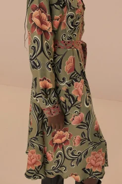 FARM Rio Arabesque Floral Green Midi Dress Discount