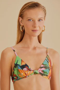 FARM Rio Banana Foliage Knot Bikini Top Outlet