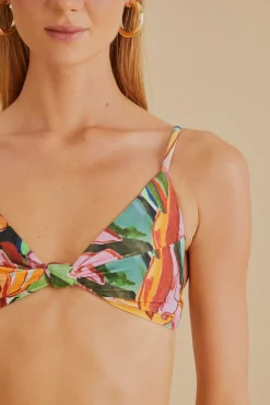 FARM Rio Banana Foliage Knot Bikini Top Outlet