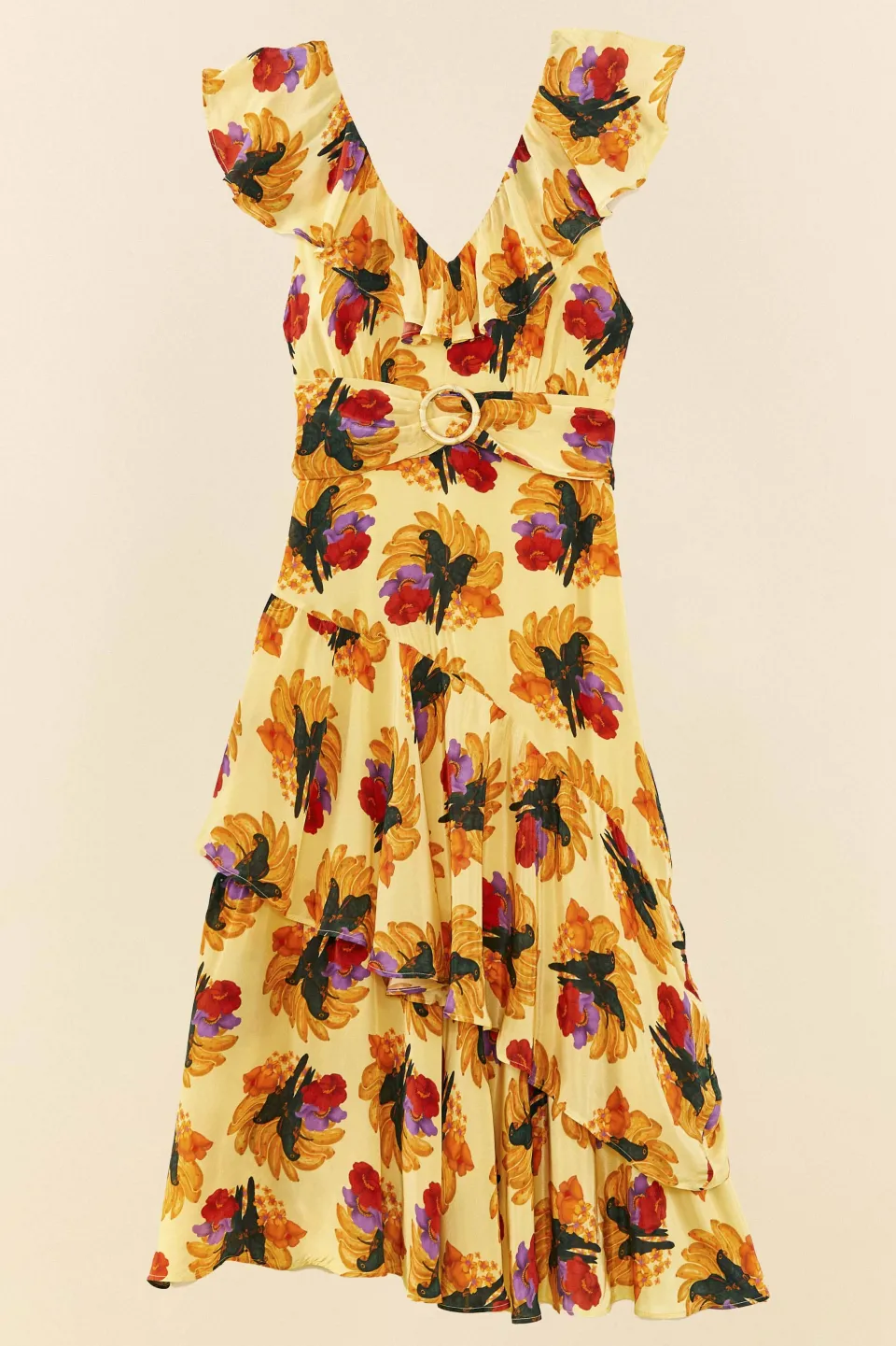 FARM Rio Banana Nest Midi Dress New