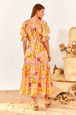 FARM Rio Banana Taste Midi Dress | Tiered Outlet