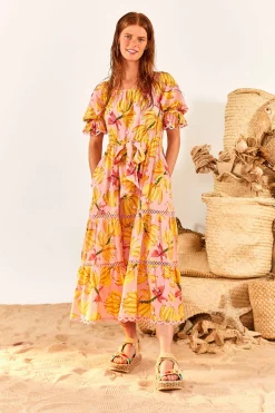 FARM Rio Banana Taste Midi Dress | Tiered Outlet