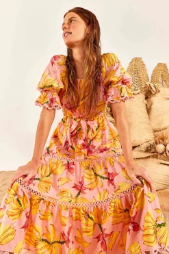 FARM Rio Banana Taste Midi Dress | Tiered Outlet