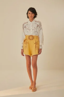 FARM Rio Banana Tree Euroflax™ Premium Linen Belted Shorts Hot