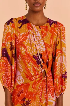 FARM Rio Beige Jungle Panther Lenzing™ Ecovero™ Viscose Midi Dress Online