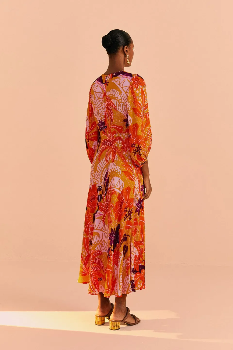 FARM Rio Beige Jungle Panther Lenzing™ Ecovero™ Viscose Midi Dress Online