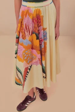FARM Rio Beige Lucy Floral Maxi Skirt