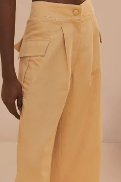 FARM Rio Beige Topstitch Low Waist Pants Online