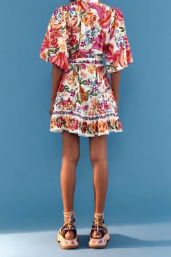 FARM Rio BELTED MINI DRESS | White Spring Bananas Clearance
