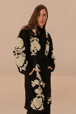 FARM Rio Black And White Helen Fleece Coat Online