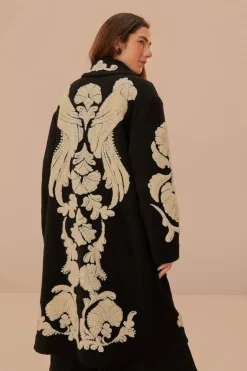 FARM Rio Black And White Helen Fleece Coat Online