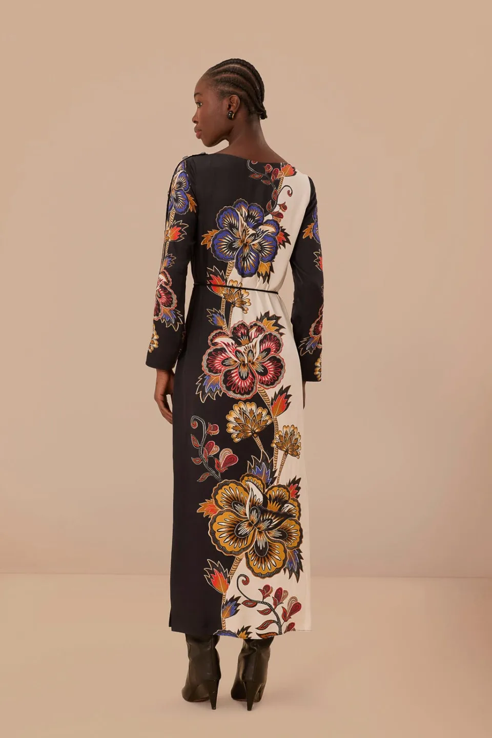 FARM Rio Black And White Maxi Floral LENZING™ ECOVERO™ Viscose Midi Dress