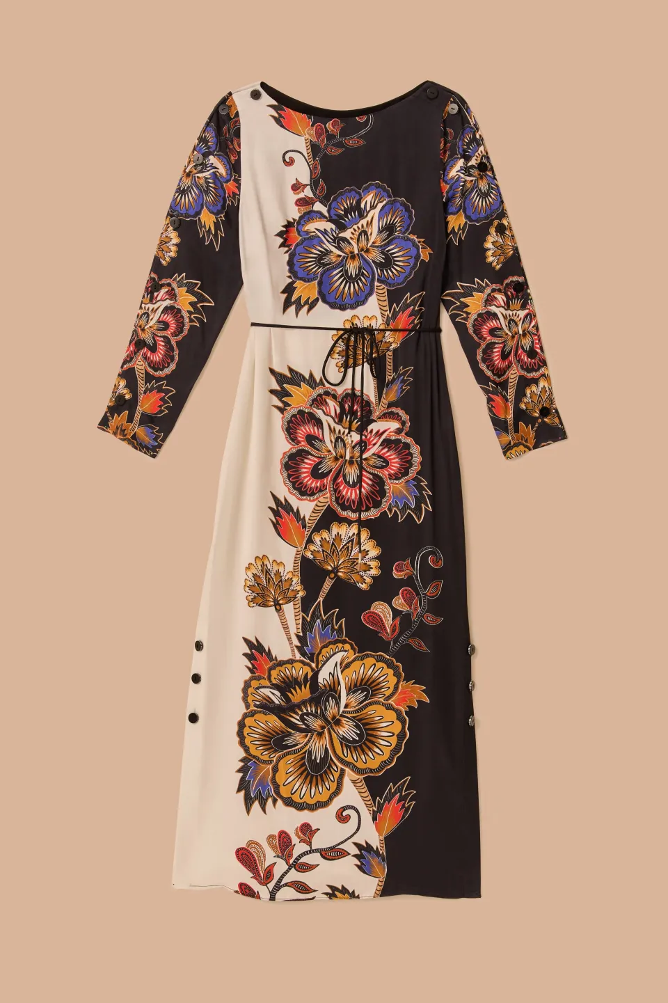 FARM Rio Black And White Maxi Floral LENZING™ ECOVERO™ Viscose Midi Dress