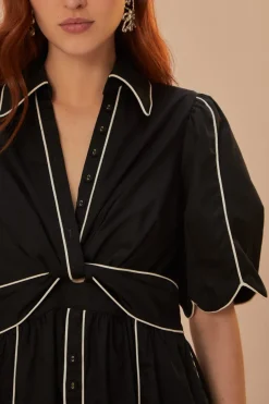 FARM Rio Black And White Short Sleeve Midi Dress Sale