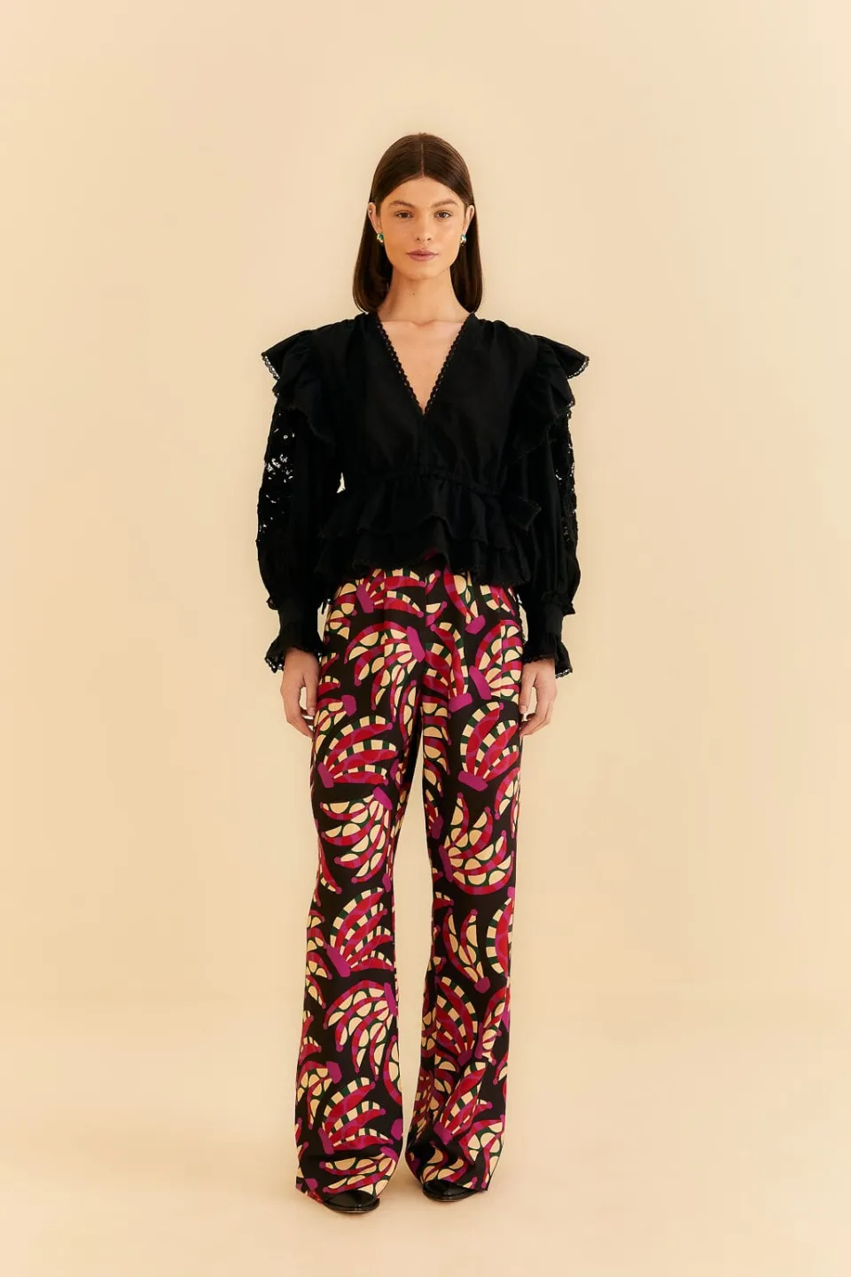 FARM Rio Black Banana Dots Low Waisted Pants Best