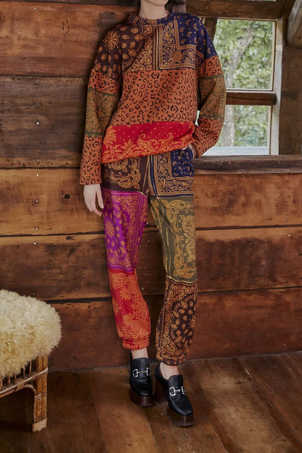 FARM Rio Black Bandana Dream Scarf Sweatpants Discount