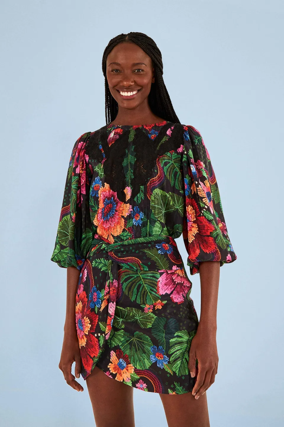 FARM Rio Black Blooming Garden Mini Skirt