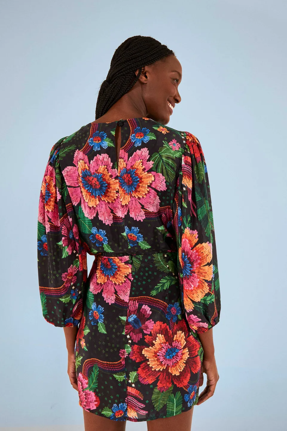 FARM Rio Black Blooming Garden Mini Skirt
