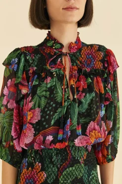 FARM Rio Black Blooming Garden Mini Dress Sale
