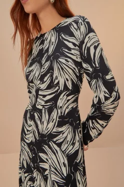 FARM Rio Black Bossa Banana LENZING™ ECOVERO™ Viscose Midi Dress Clearance