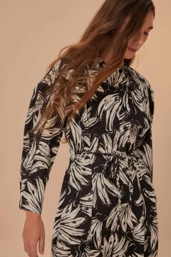 FARM Rio Black Bossa Banana Long Sleeve Jumpsuit New