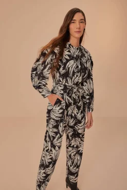 FARM Rio Black Bossa Banana Long Sleeve Jumpsuit New