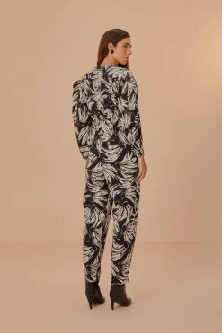 FARM Rio Black Bossa Banana Long Sleeve Jumpsuit New