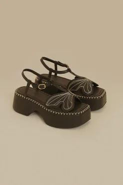 FARM Rio Black Butterfly Flatform Sandal Discount