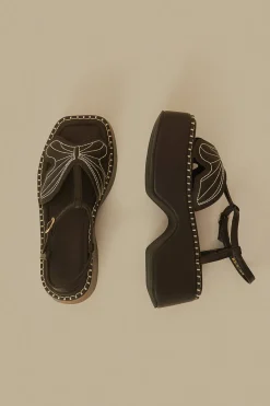 FARM Rio Black Butterfly Flatform Sandal Discount