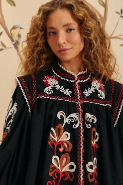 FARM Rio Black Cashew Mandala Richilieu Blouse Outlet