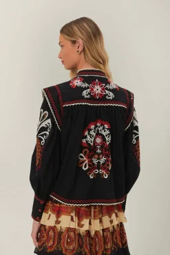 FARM Rio Black Cashew Mandala Richilieu Blouse Outlet
