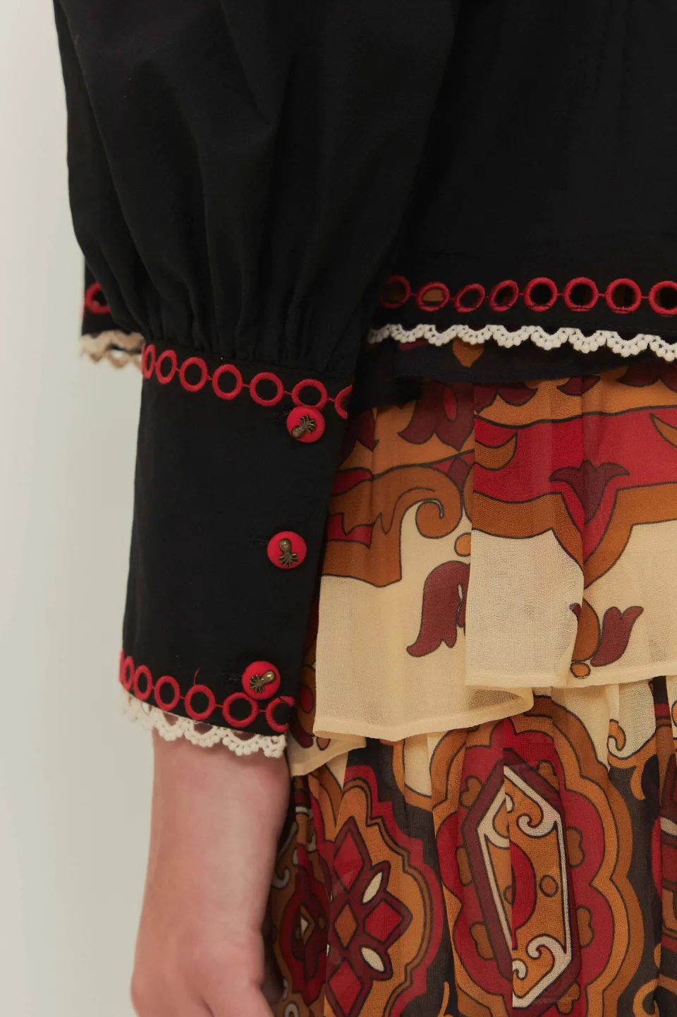 FARM Rio Black Cashew Mandala Richilieu Blouse Outlet