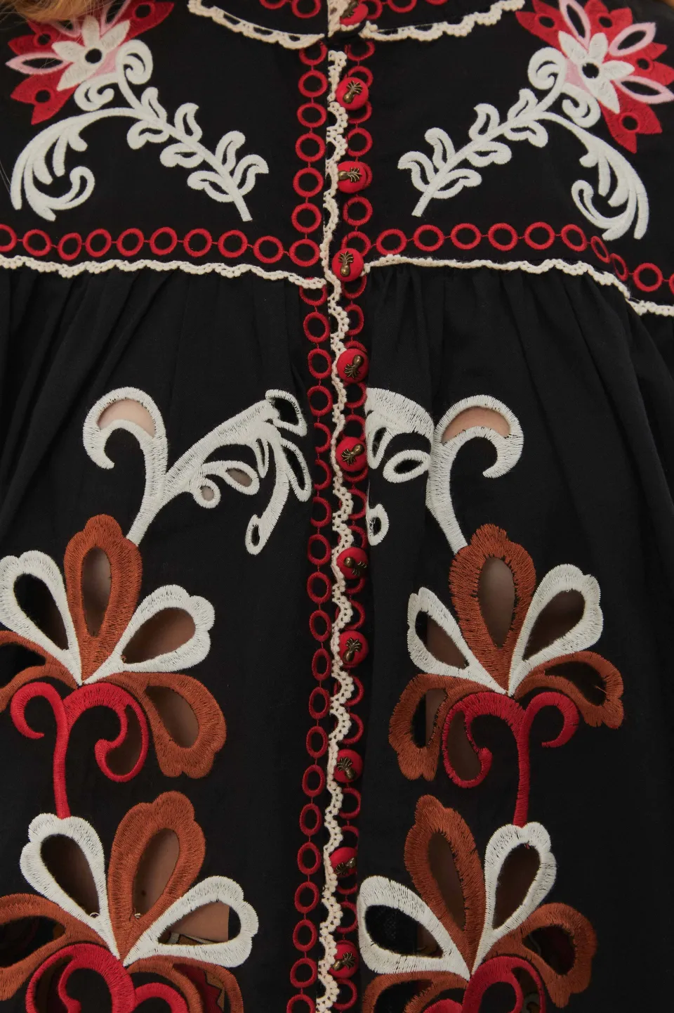 FARM Rio Black Cashew Mandala Richilieu Blouse Outlet