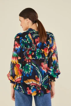 FARM Rio Black Chevron Forest Blouse Discount