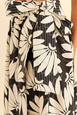 FARM Rio Black Copacabana Bow Midi Skirt New