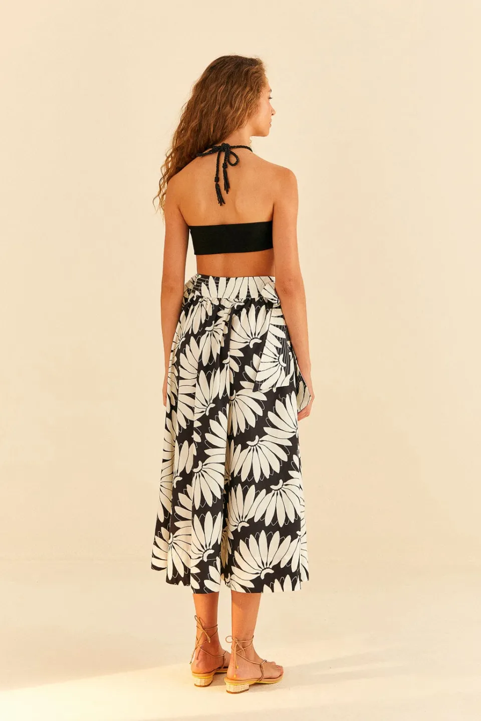 FARM Rio Black Copacabana Bow Midi Skirt New
