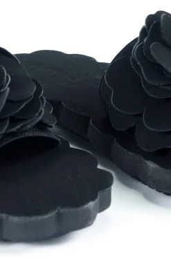 FARM Rio Black Flower Cloud Slide Sandal New