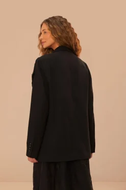 FARM Rio Black Flowered Blazer
