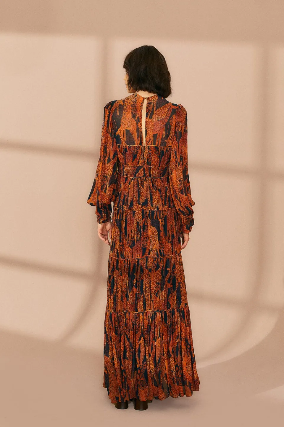 FARM Rio Black Giraffes Puff Sleeve Maxi Dress Online