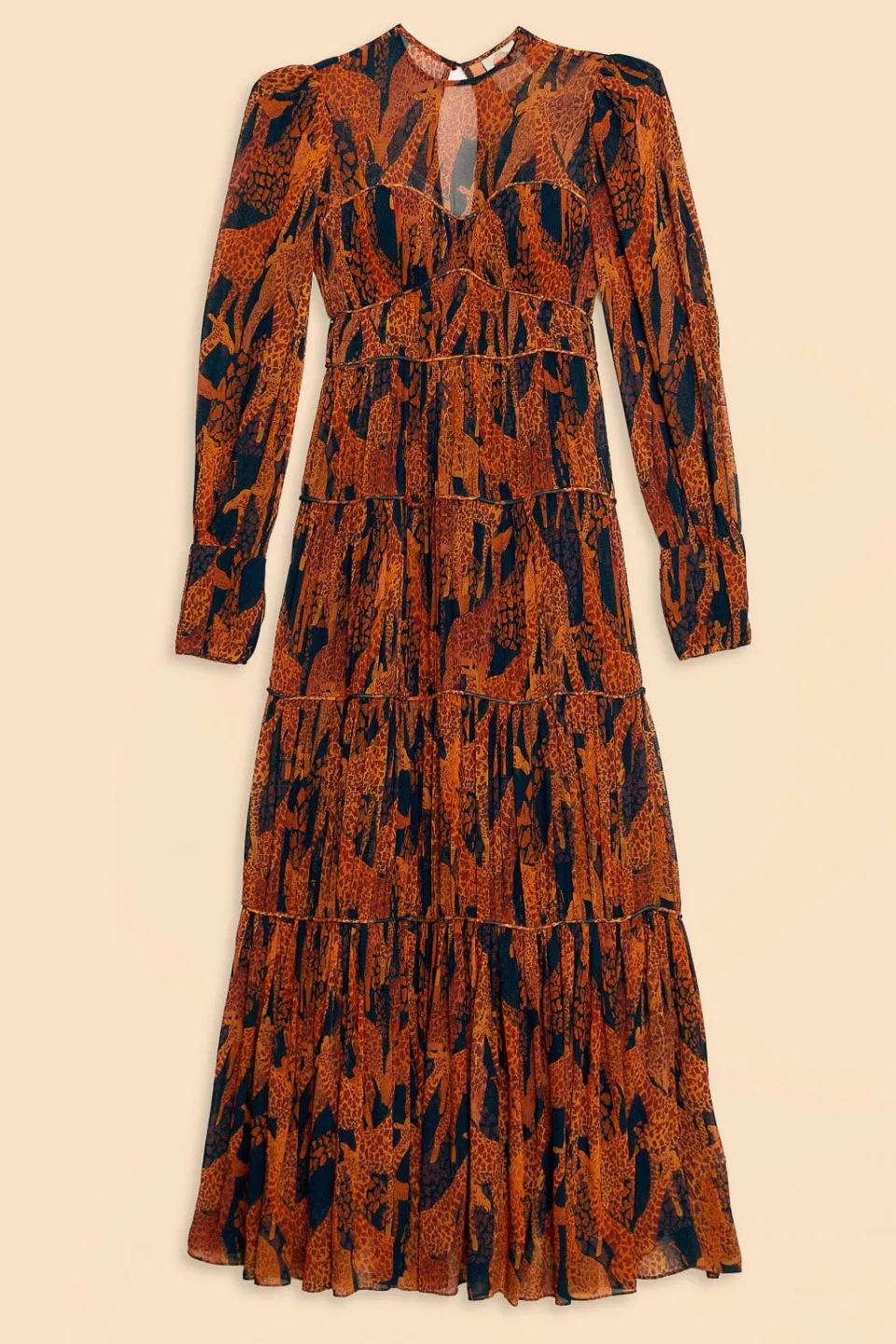 FARM Rio Black Giraffes Puff Sleeve Maxi Dress Online