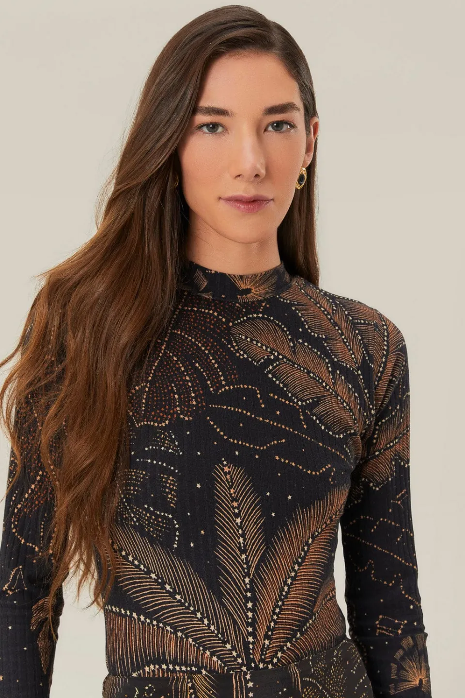 FARM Rio Black Golden Foliage Bodysuit