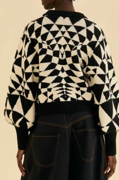 FARM Rio Black Heart Deco Knit Sweater Hot