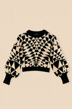 FARM Rio Black Heart Deco Knit Sweater Hot