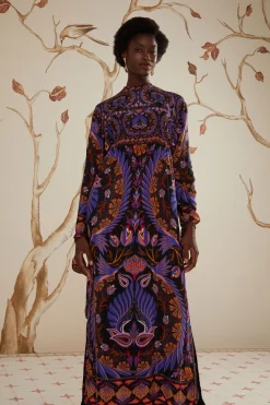 FARM Rio Black Heart Forest Maxi Dress New