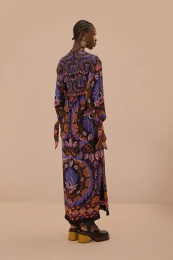 FARM Rio Black Heart Forest Maxi Dress New