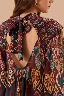 FARM Rio Black Hearts Ikat Blouse Hot