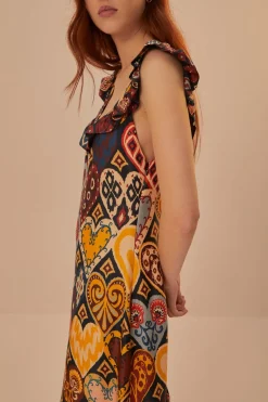 FARM Rio Black Hearts Ikat LENZING™ ECOVERO™ Viscose Maxi Dress Outlet