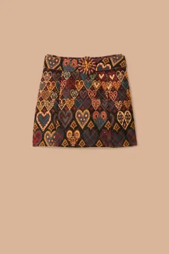 FARM Rio Black Hearts Ikat Mini Skirt New